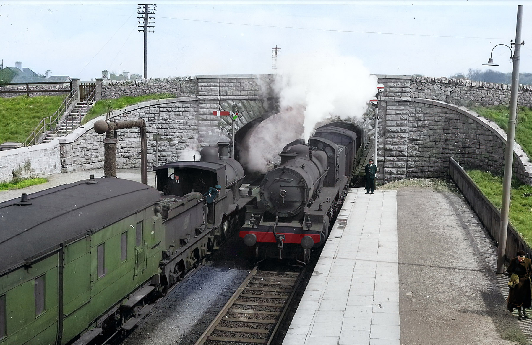 Steam Train Goinig under Bridge copy